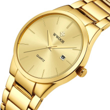 Mens Analog Quartz Business Gold Wrist Watch Men Full Steel Waterproof Sports Watches Male Clocks WWOOR 8875